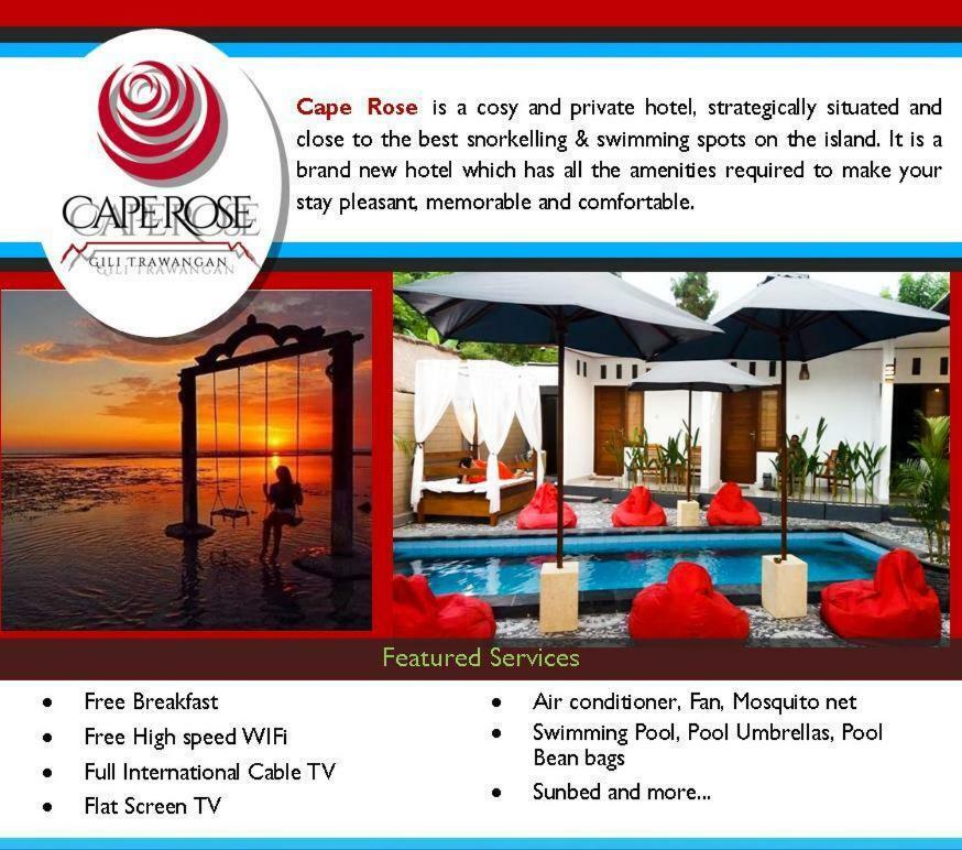 Hotel Cape Rose Gili Trawangan Exterior foto